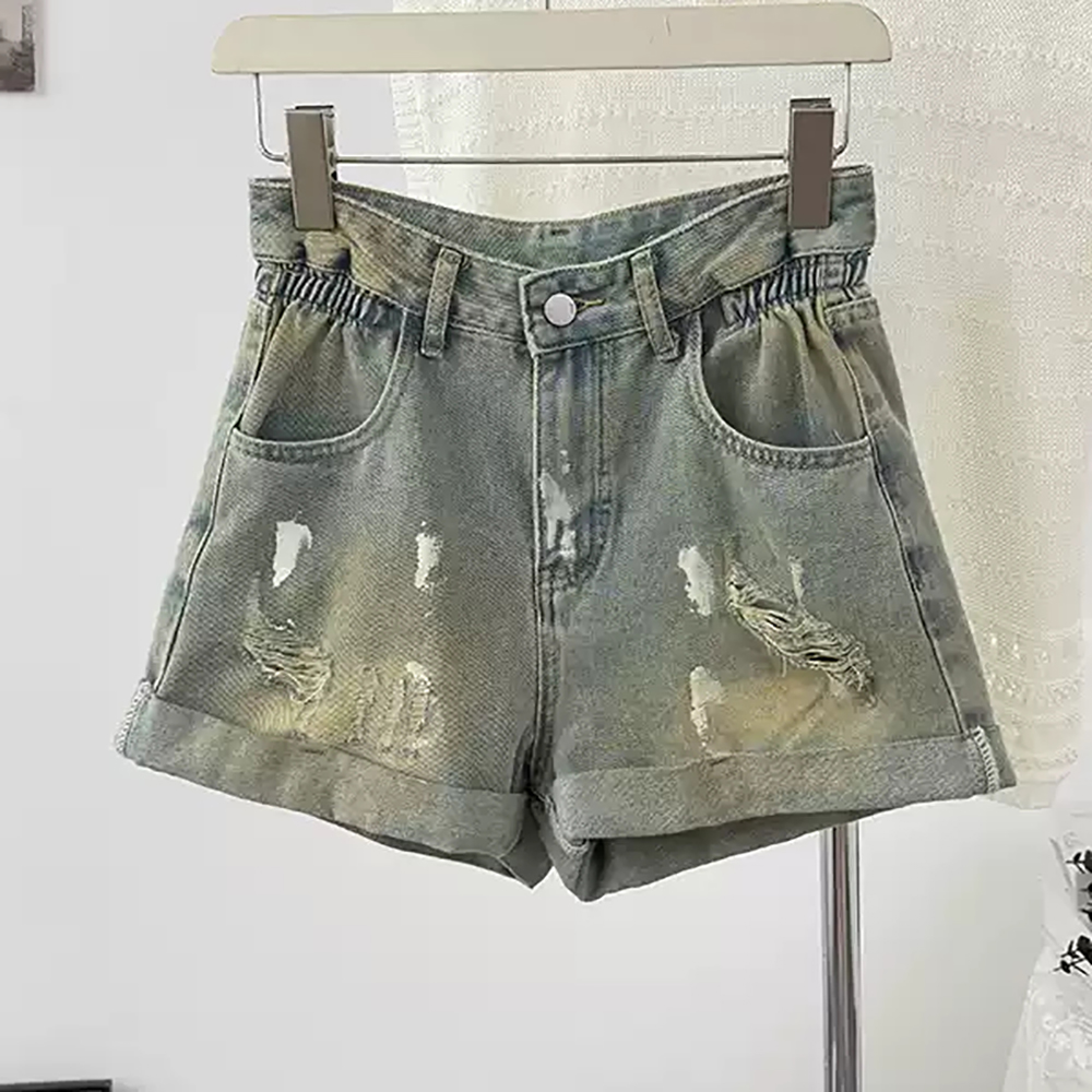 Shorts Denim Frayed - American Retro Denim Shorts Women's Distressed