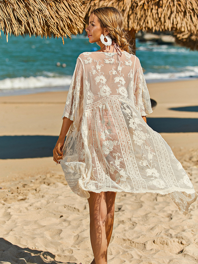 Summer Beach Vacation Sun Prot - Kimono Sheer Floral 리뷰 및 가격