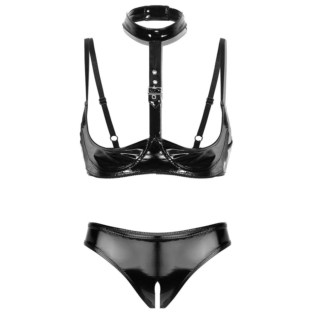 Womens Patent Leather Lingerie - Bralette Triangle Set 리뷰 및 가격