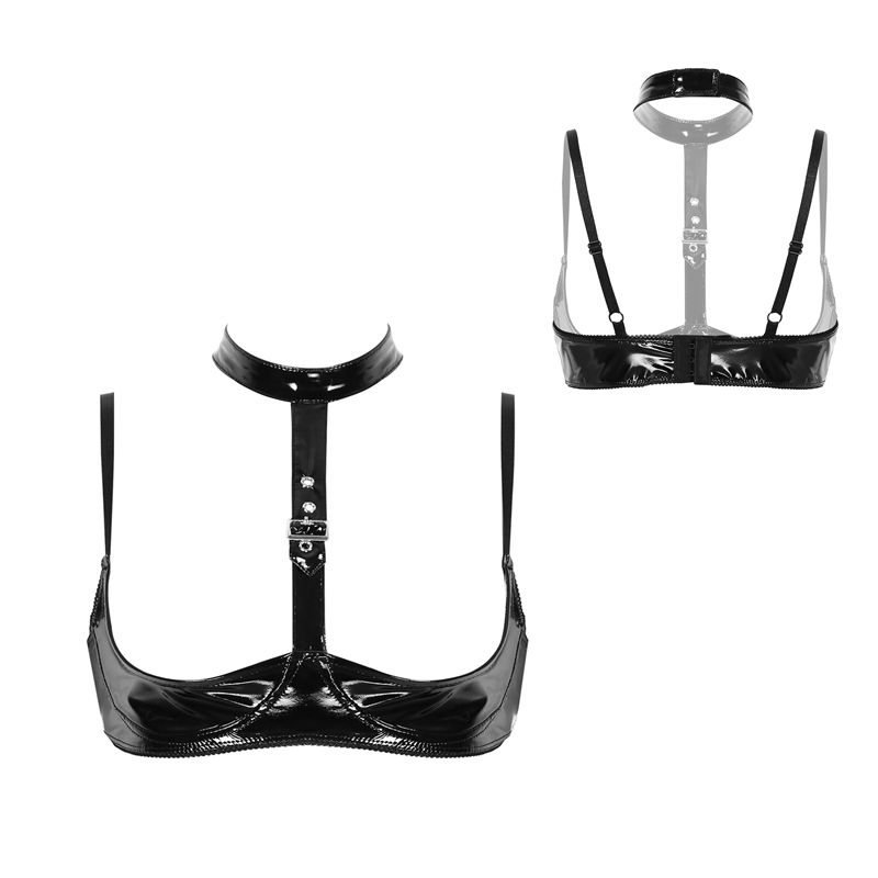 Womens Patent Leather Lingerie - Bralette Triangle Set 리뷰 및 가격