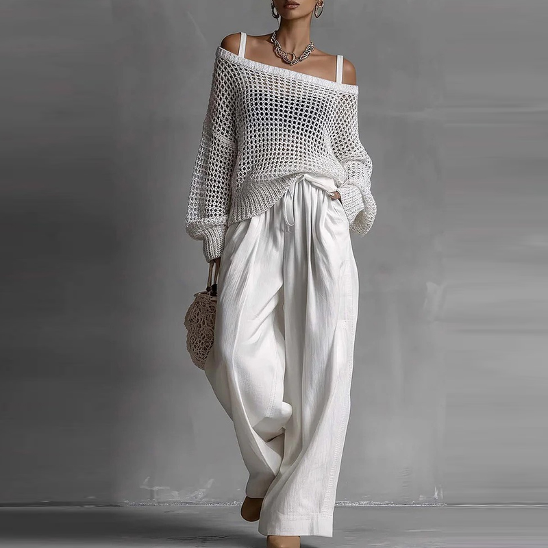 Fashion Solid One Shoulder Lon - Linen Pant Wide 리뷰 및 가격
