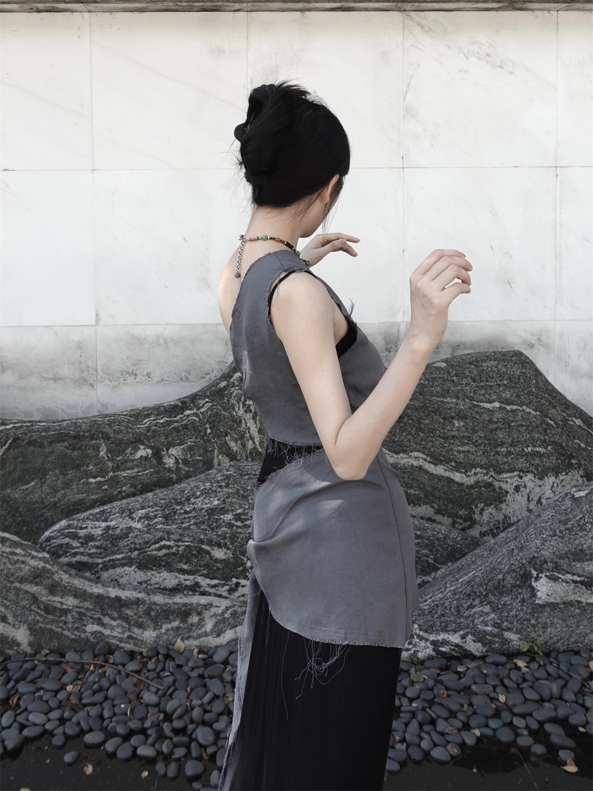 Chill Grey Cotton Linen Black  - Linen Dress Wrap 리뷰 및 가격