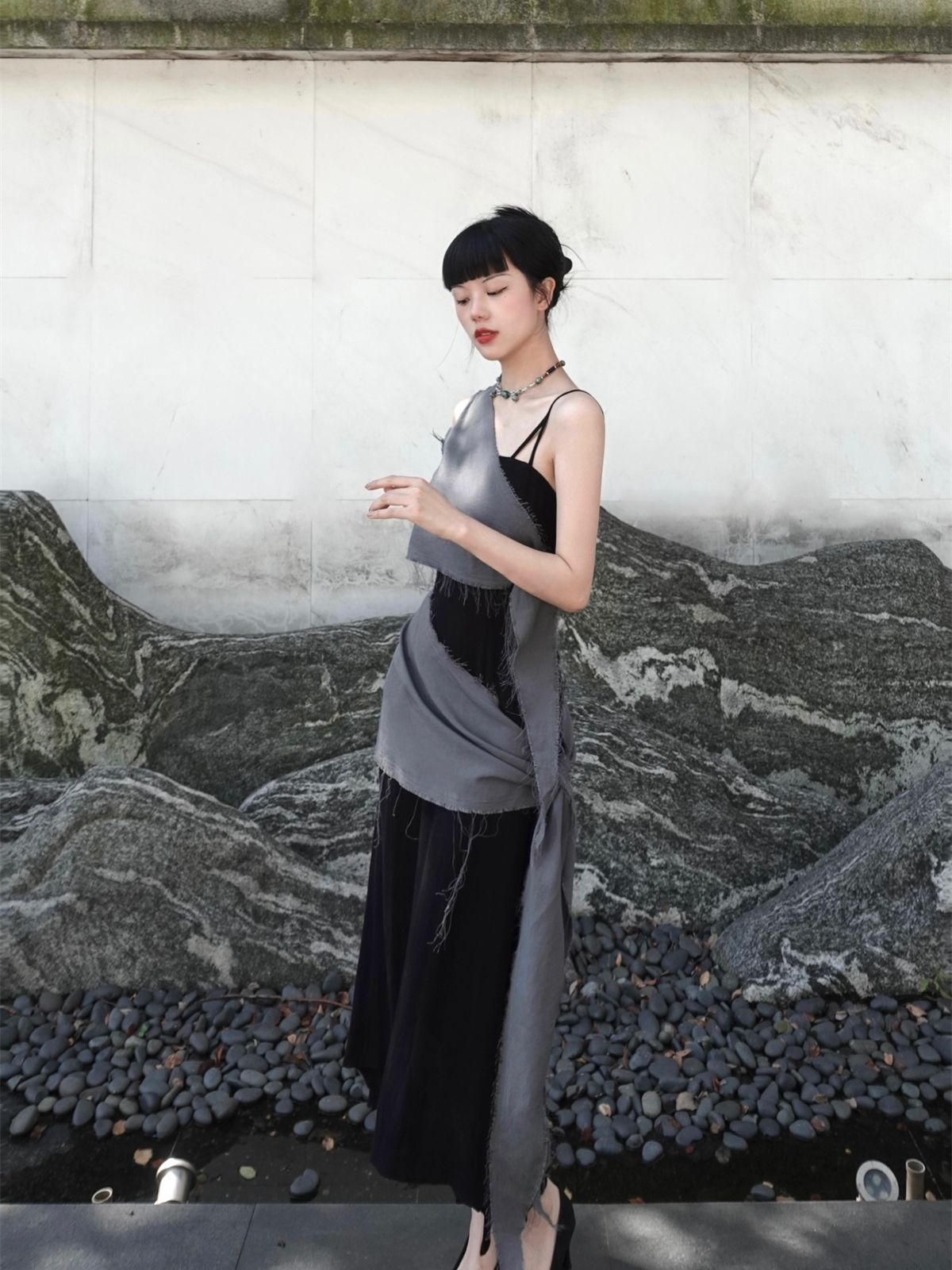 Chill Grey Cotton Linen Black  - Linen Dress Wrap 리뷰 및 가격