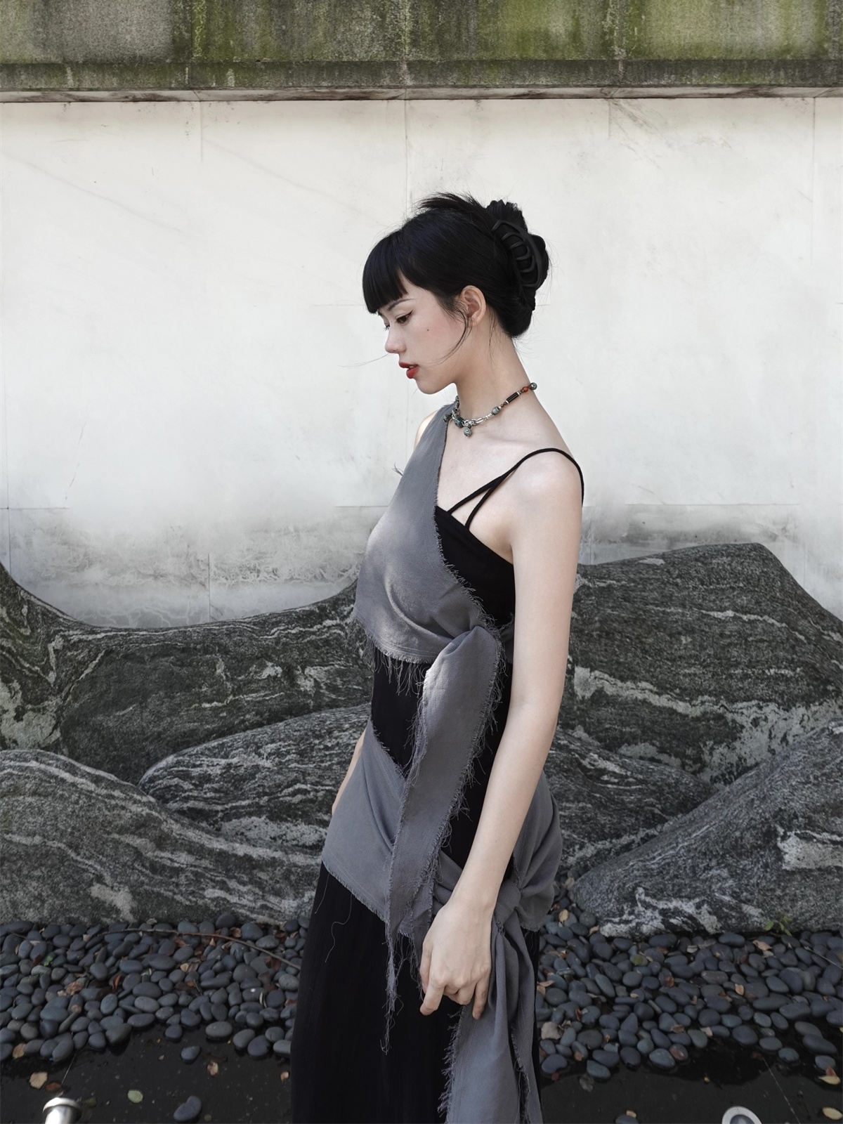 Chill Grey Cotton Linen Black  - Linen Dress Wrap 리뷰 및 가격