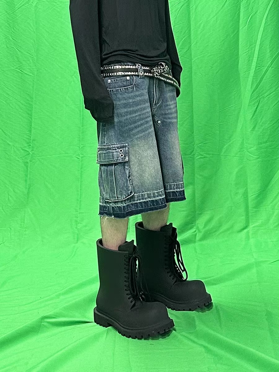 REDDACHIC Men Big Pockets Whis - Shorts Denim Frayed 리뷰 및 가격
