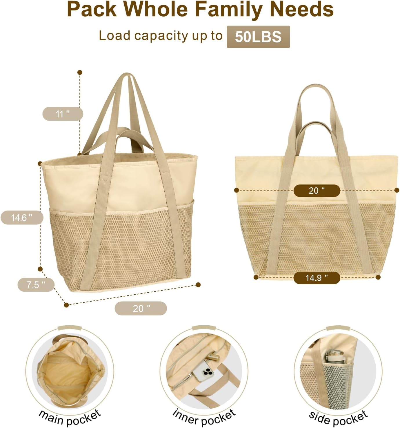 Waterproof Beach Bags for Wome - Tote Bag Beach 리뷰 및 가격
