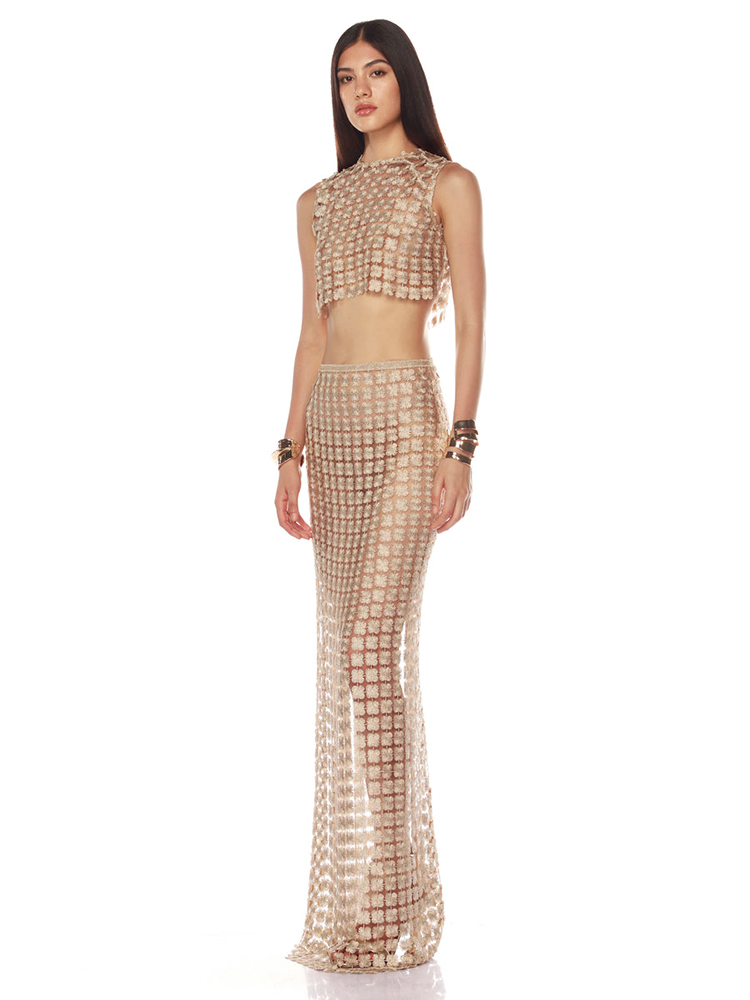 VC Stylish Beige Sleeveless Cr - Crop Top Crochet 리뷰 및 가격