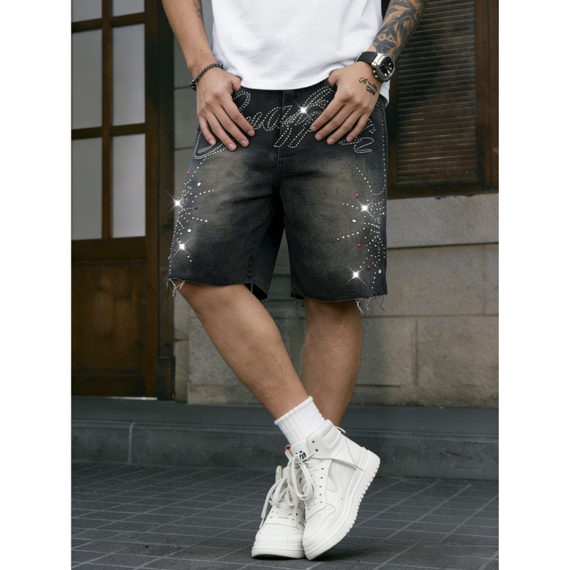 American Streetwear Men's Non- - Shorts Denim Frayed 리뷰 및 가격