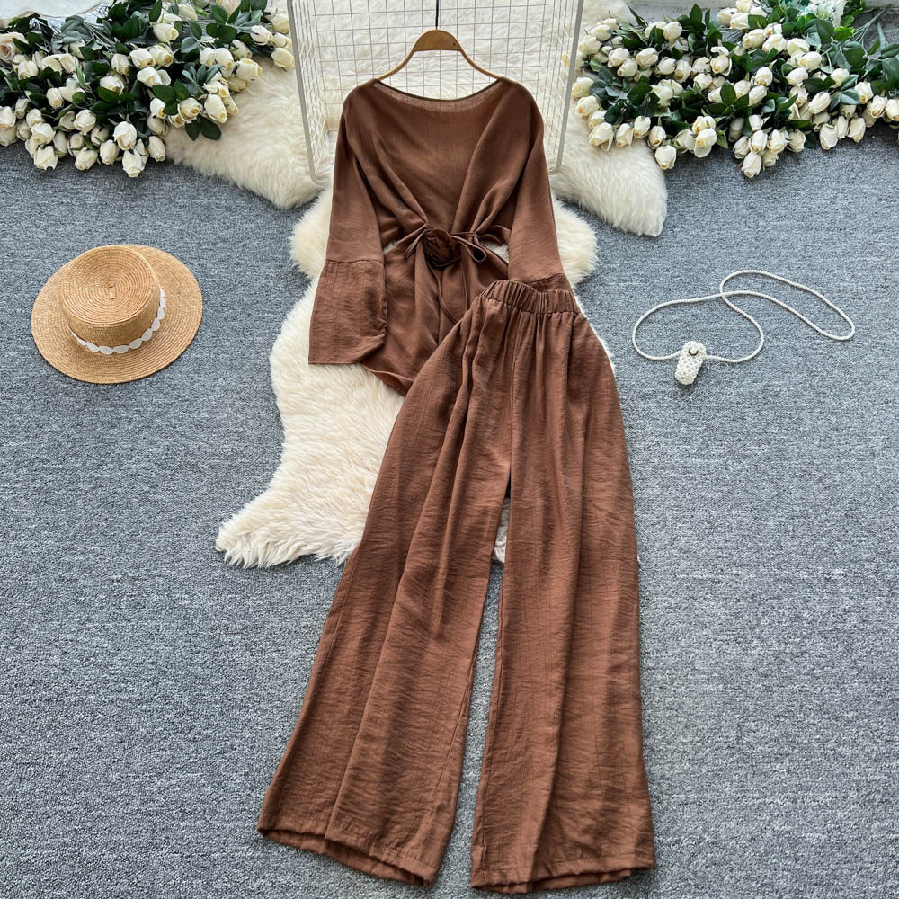 Two Pieces Women Pant Sets Sol - Linen Pant Wide 리뷰 및 가격