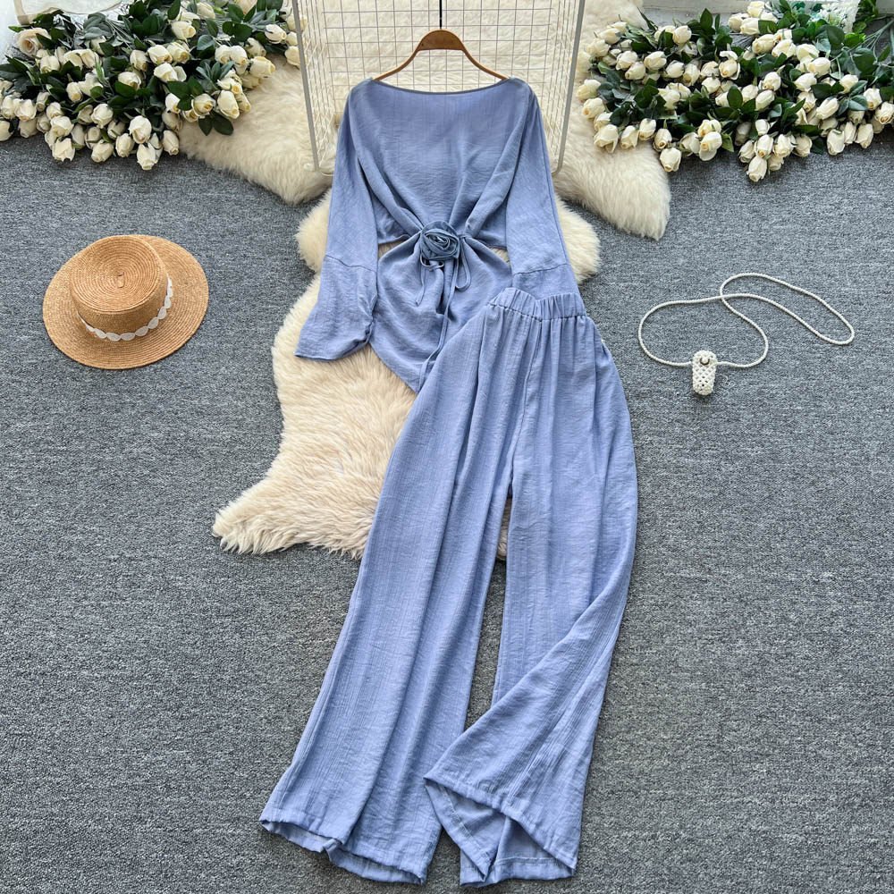 Two Pieces Women Pant Sets Sol - Linen Pant Wide 리뷰 및 가격