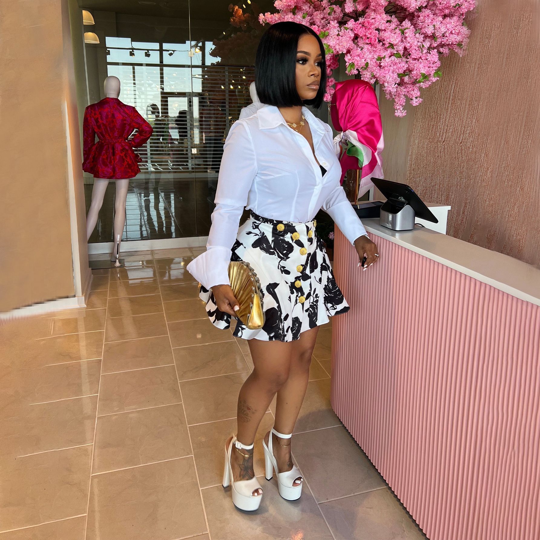 Two Piece Sets Women Skirt Set - Romper Floral Print 리뷰 및 가격