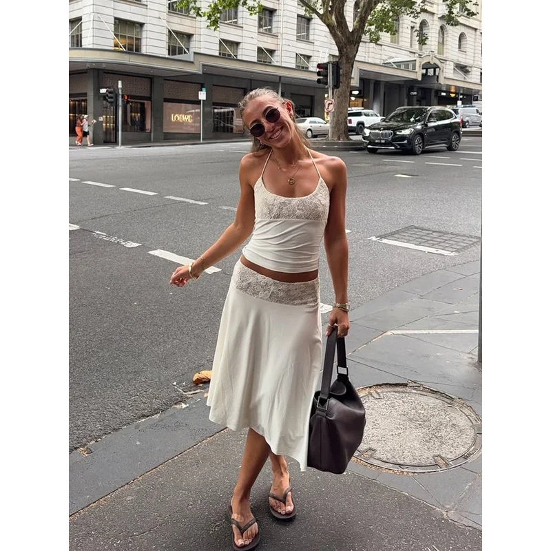 Sexy Lace Patchwork Sling Top  - Maxi Dress Halter 리뷰 및 가격