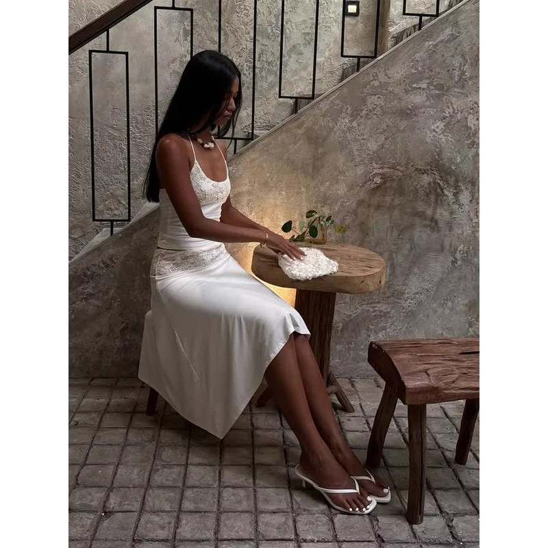 Sexy Lace Patchwork Sling Top  - Maxi Dress Halter 리뷰 및 가격