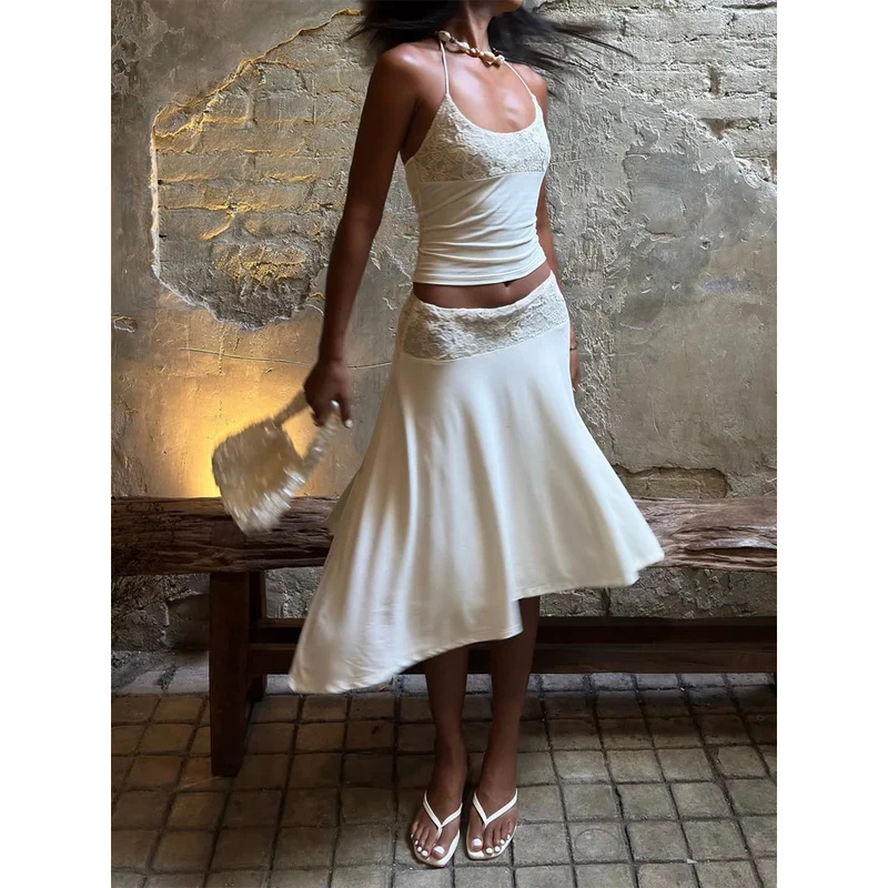 Sexy Lace Patchwork Sling Top  - Maxi Dress Halter 리뷰 및 가격