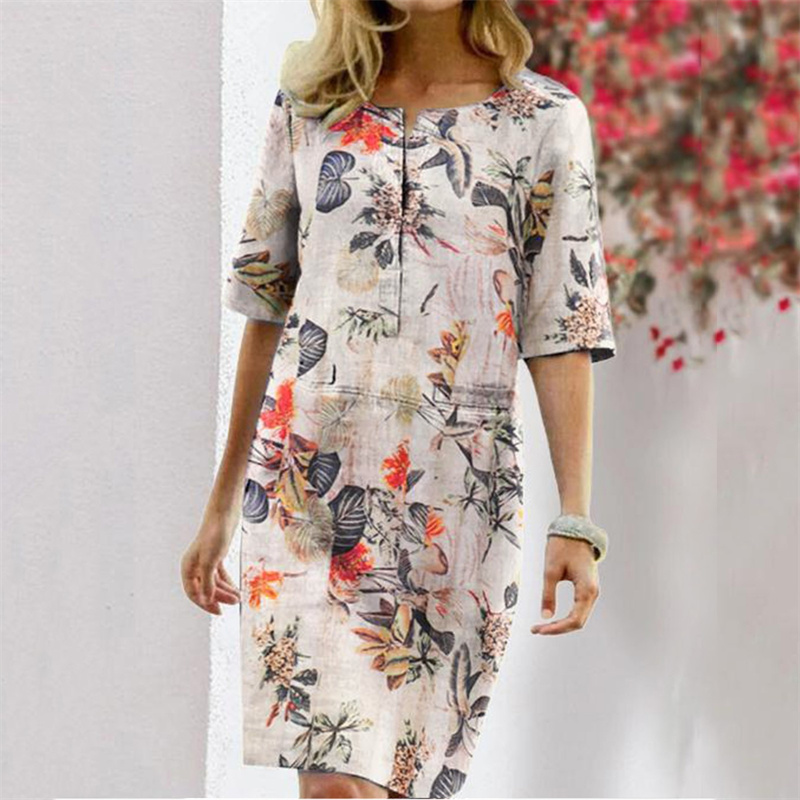 Summer Cotton Linen Printed Wo - Linen Dress Wrap 리뷰 및 가격