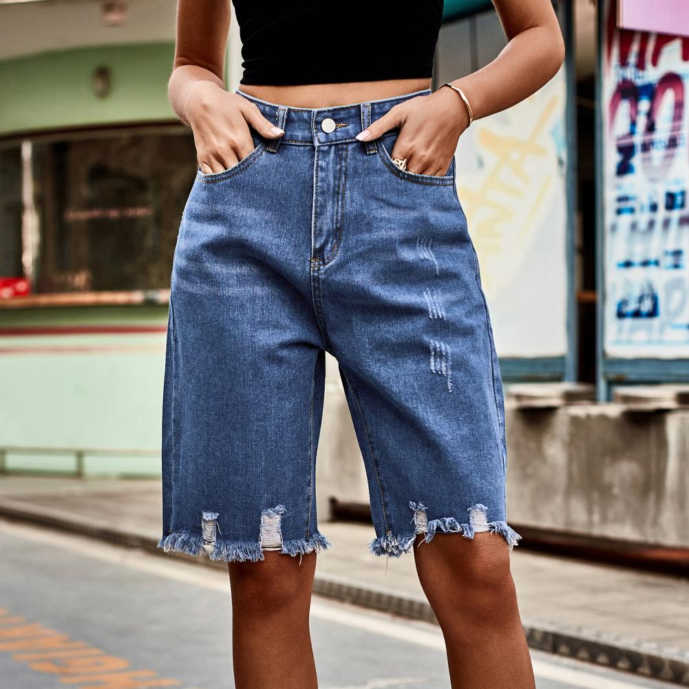 2026 Women's Distressed Bermud - Shorts Denim Frayed 리뷰 및 가격