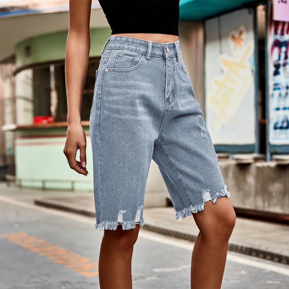 2026 Women's Distressed Bermud - Shorts Denim Frayed 리뷰 및 가격