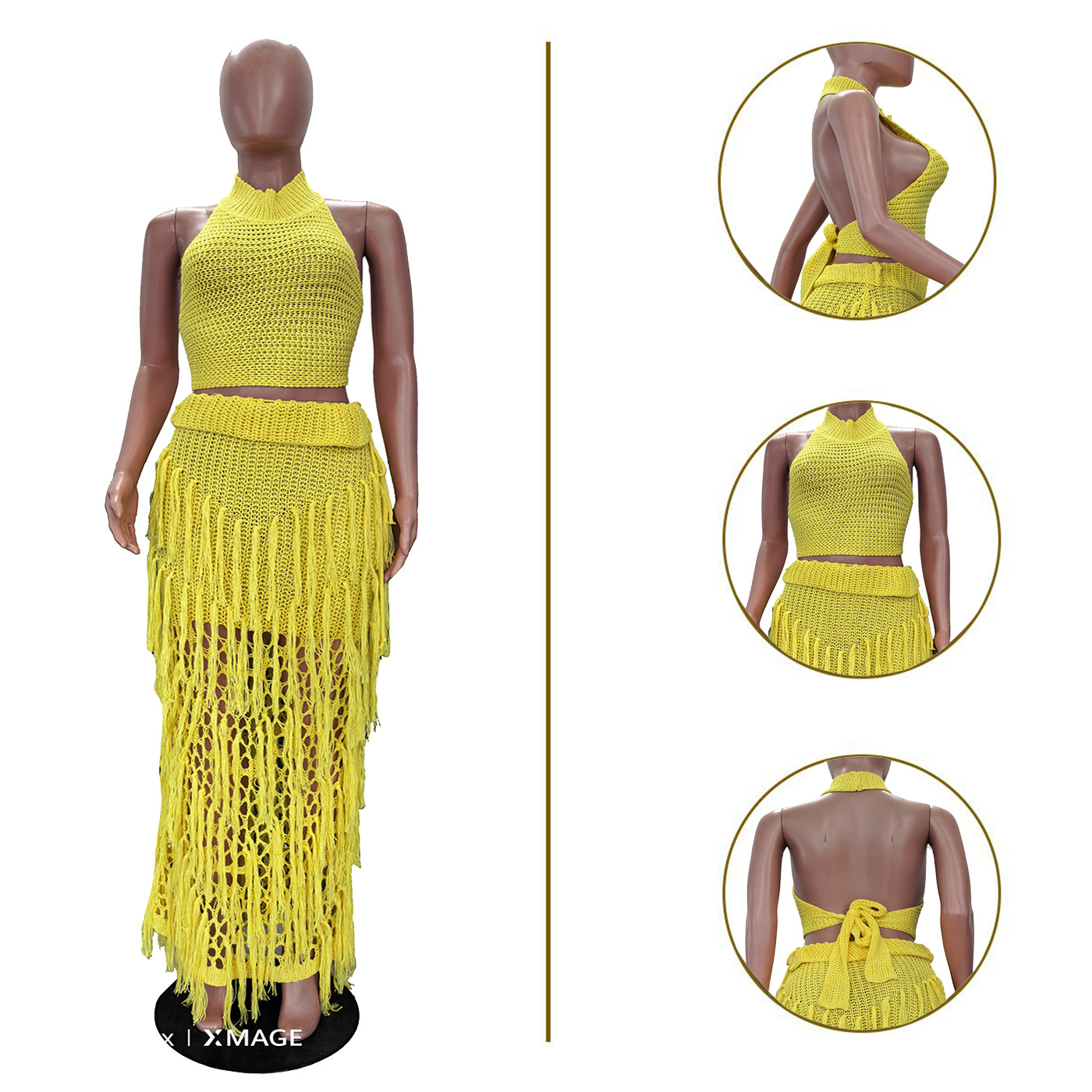 Crochet Knit Maxi Dress 2 Piec - Maxi Dress Halter 리뷰 및 가격