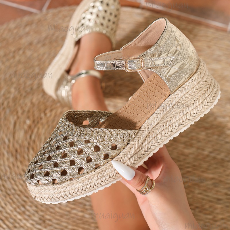 Boho Women's Hollow Out Woven  - Wedge Espadrille Women 리뷰 및 가격