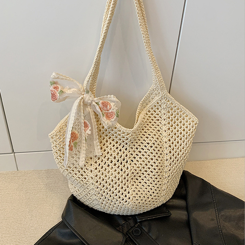 Summer Lace Bow Tote Bags Wome - Crochet Bag Raffia 리뷰 및 가격