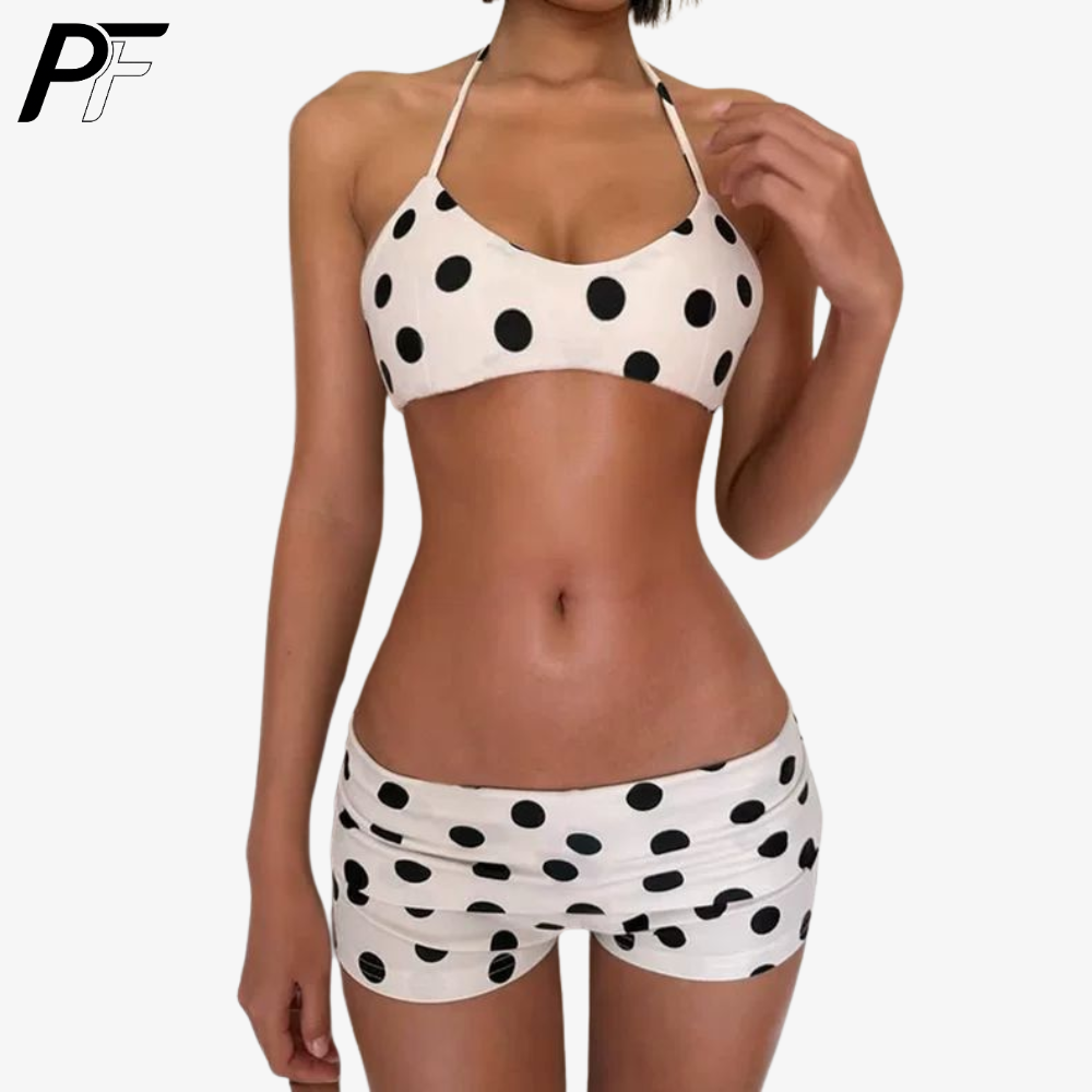 Women's Summer Polka Dot Halte - Swimsuit Bikini Ruched 리뷰 및 가격