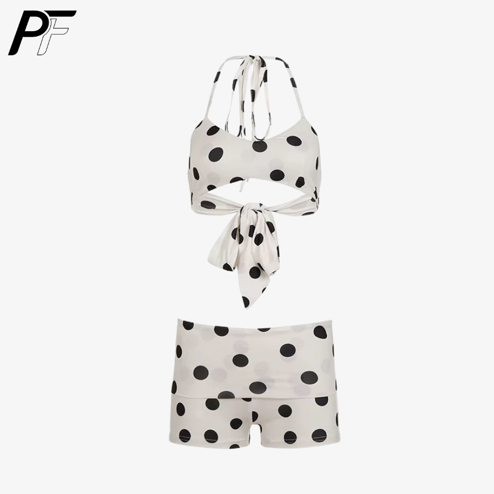 Women's Summer Polka Dot Halte - Swimsuit Bikini Ruched 리뷰 및 가격