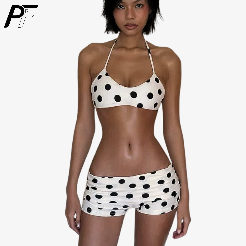 Women's Summer Polka Dot Halte - Swimsuit Bikini Ruched 리뷰 및 가격