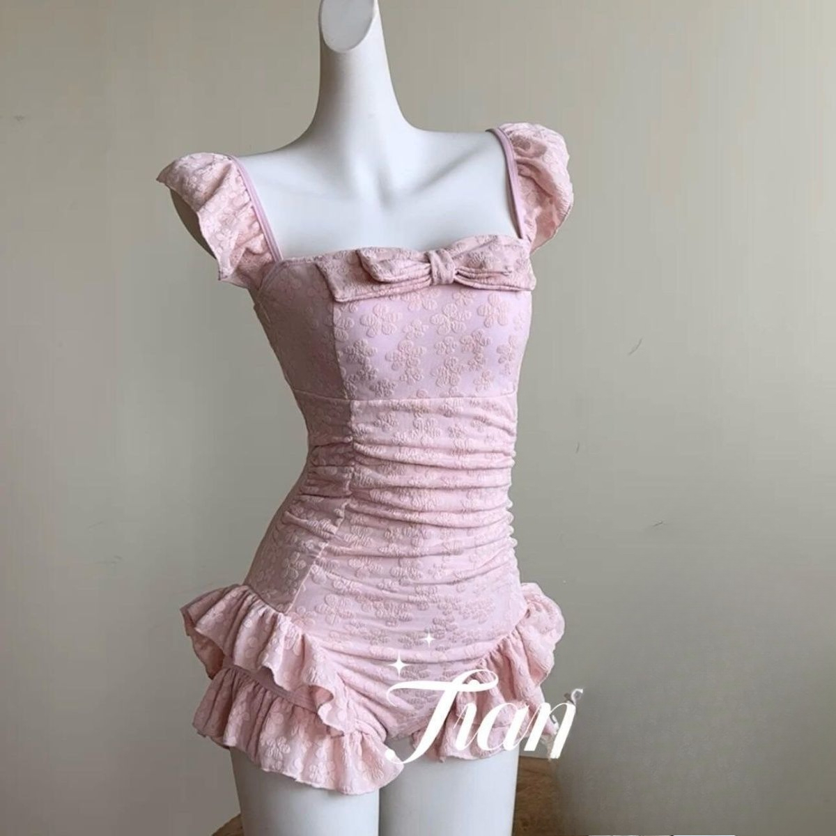 Swimsuit Women Pink Jacquard F - Swimsuit Bikini Ruched 리뷰 및 가격