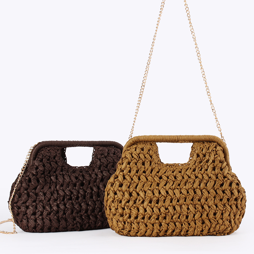 Elegant Ladies Chain Hand Knit - Crochet Bag Raffia 리뷰 및 가격