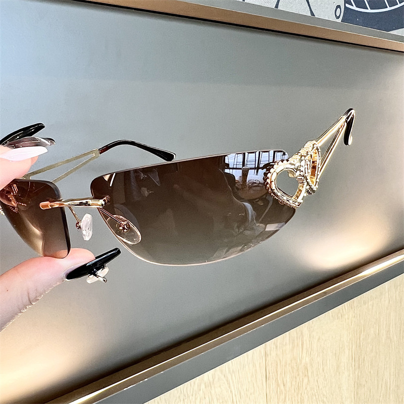 New Oval Cat Eye Frameless Mer - Sunglasses Cat Eye 리뷰 및 가격
