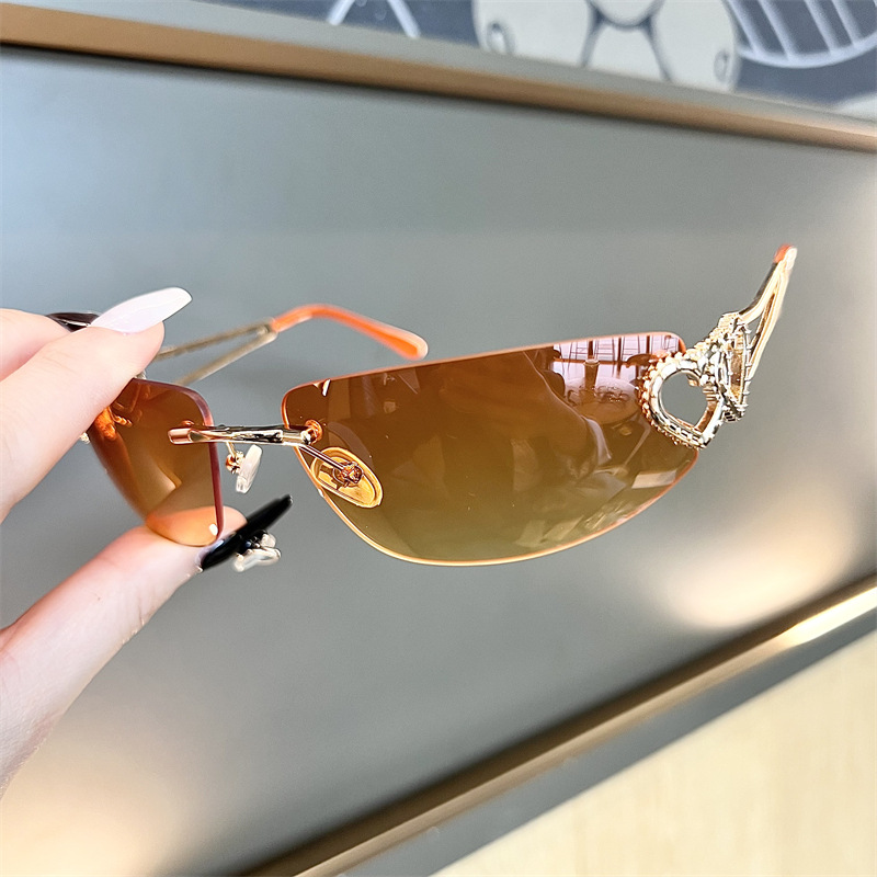 New Oval Cat Eye Frameless Mer - Sunglasses Cat Eye 리뷰 및 가격