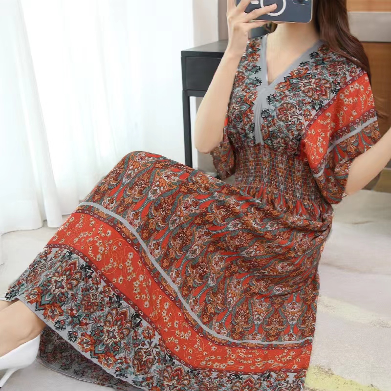 Colorful Casual Holiday Dress  - Midi Skirt Floral 리뷰 및 가격