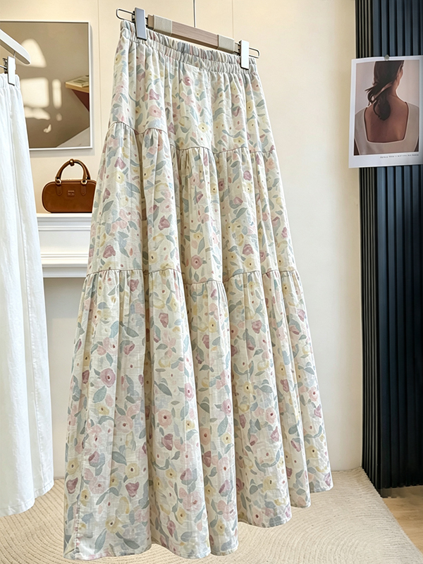 Summer Floral Print A-Line Mid - Midi Skirt Floral 리뷰 및 가격