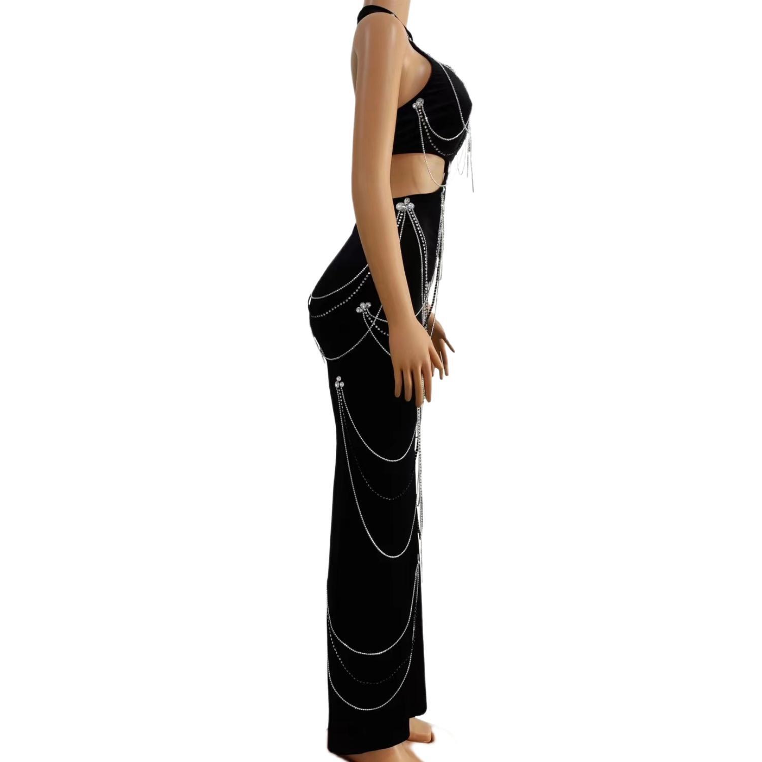 Zuanlianhei Luxury Black Velve - Maxi Dress Halter 리뷰 및 가격