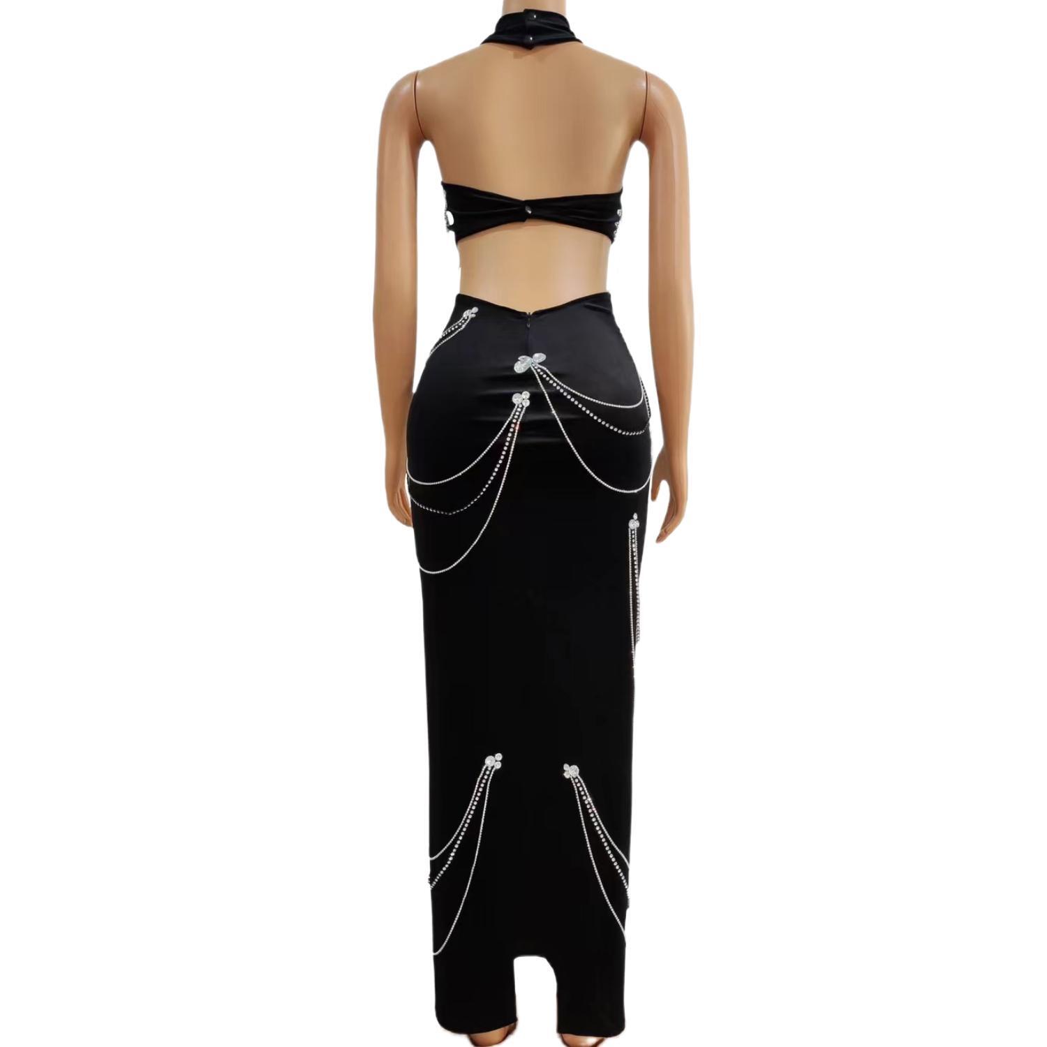 Zuanlianhei Luxury Black Velve - Maxi Dress Halter 리뷰 및 가격