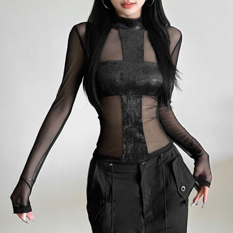 American Style Mesh Long Sleev - Blouse Off Shoulder 리뷰 및 가격