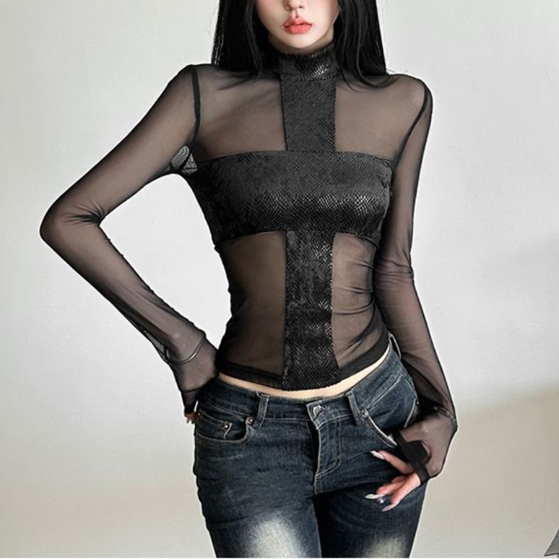 American Style Mesh Long Sleev - Blouse Off Shoulder 리뷰 및 가격
