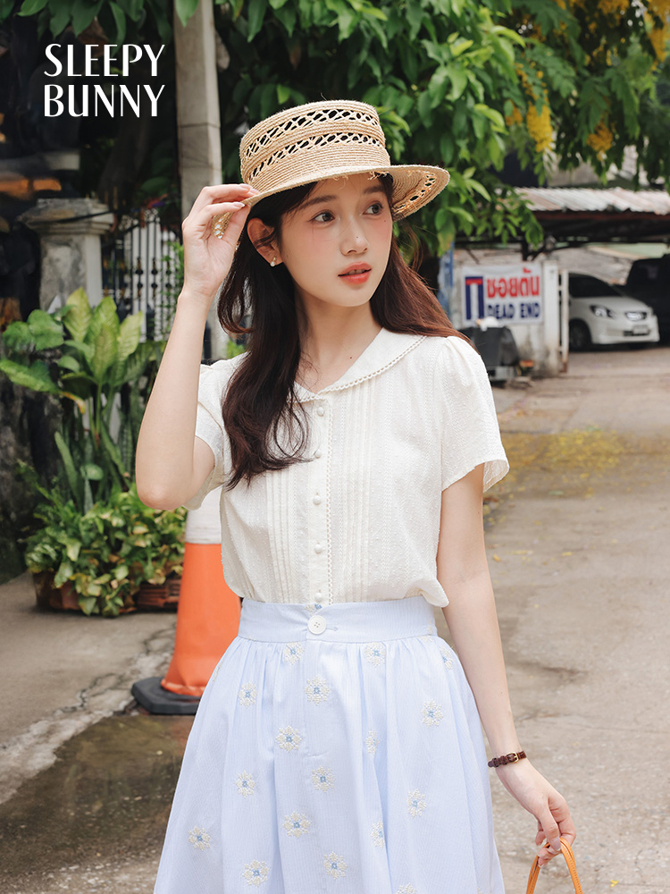 Vintage White Shirt Floral Emb - Midi Skirt Floral 리뷰 및 가격