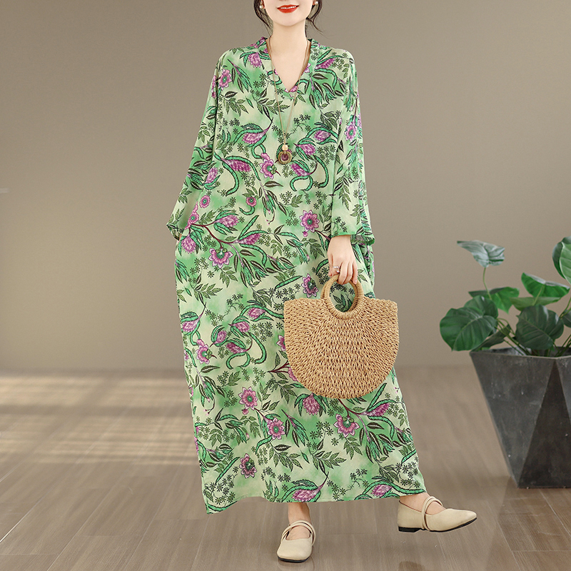 Large Size Floral Print Vacati - Linen Dress Wrap 리뷰 및 가격