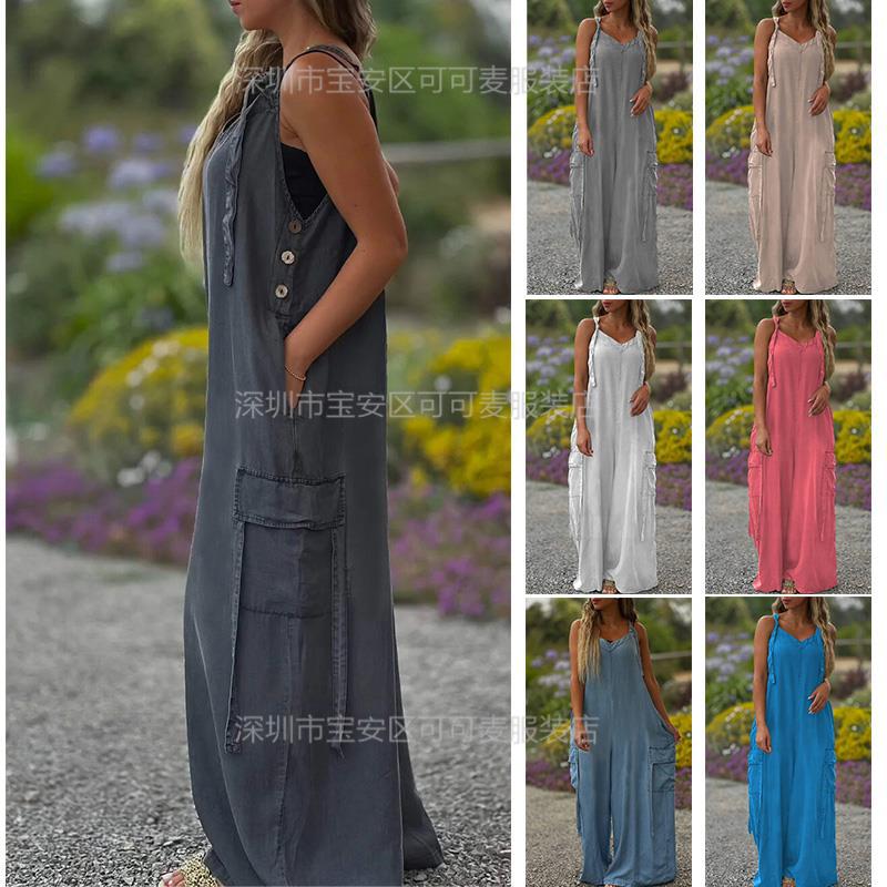 Loose Summer Jumpsuit Casual L - Jumpsuit Linen Relaxed 리뷰 및 가격