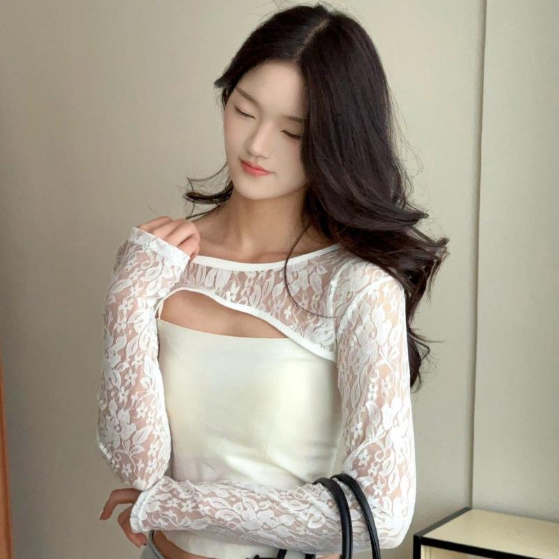 Sexy Hollow Out See Through La - Crop Top Crochet 리뷰 및 가격