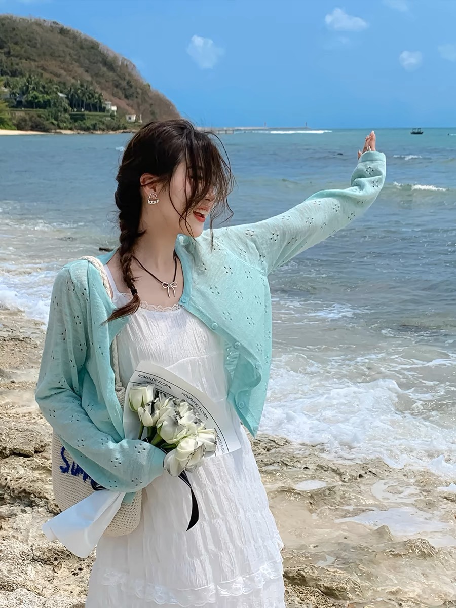 Summer Mint Green Thin Knitted - Cover Up Kaftan 리뷰 및 가격