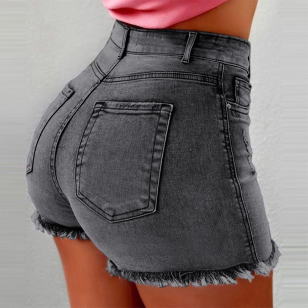 Women's High Waisted Denim Sho - Shorts Denim Frayed 리뷰 및 가격