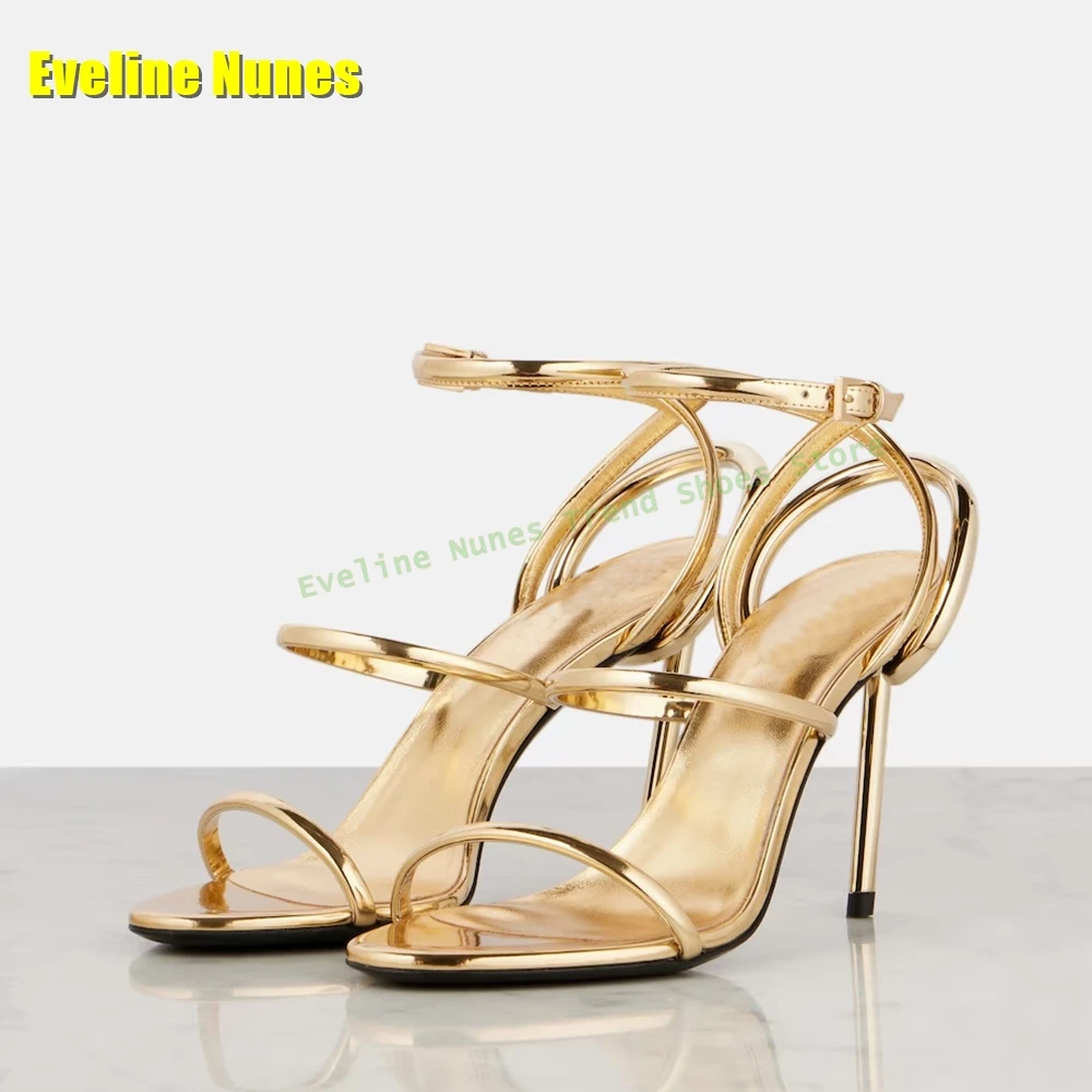 Golden Strappy Metallic Leathe - Sandal Strappy Heeled 리뷰 및 가격