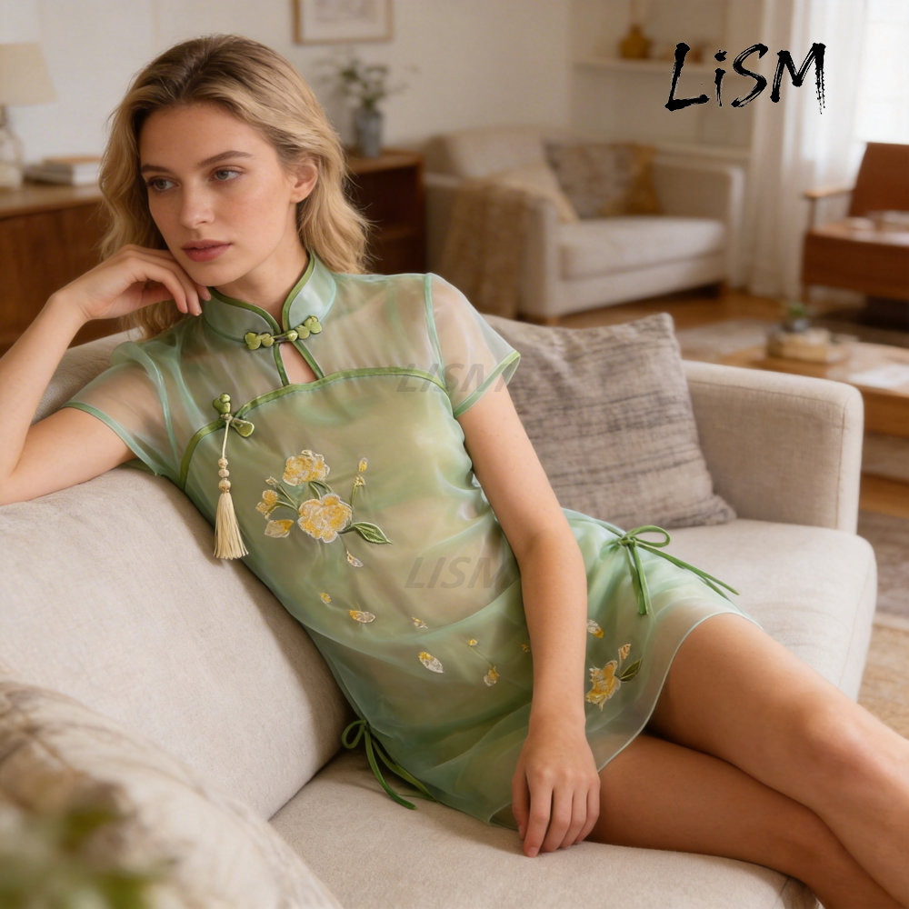 LiSM Women's Cheongsam Pajamas - Kimono Sheer Floral 리뷰 및 가격