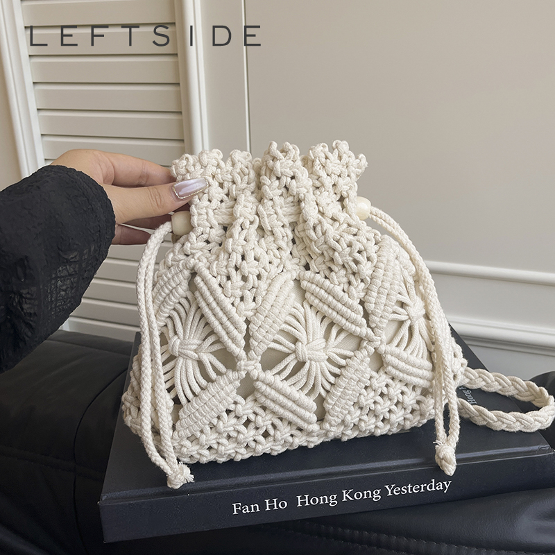 LEFTSIDE Weave Small Shoulder  - Crochet Bag Raffia 리뷰 및 가격