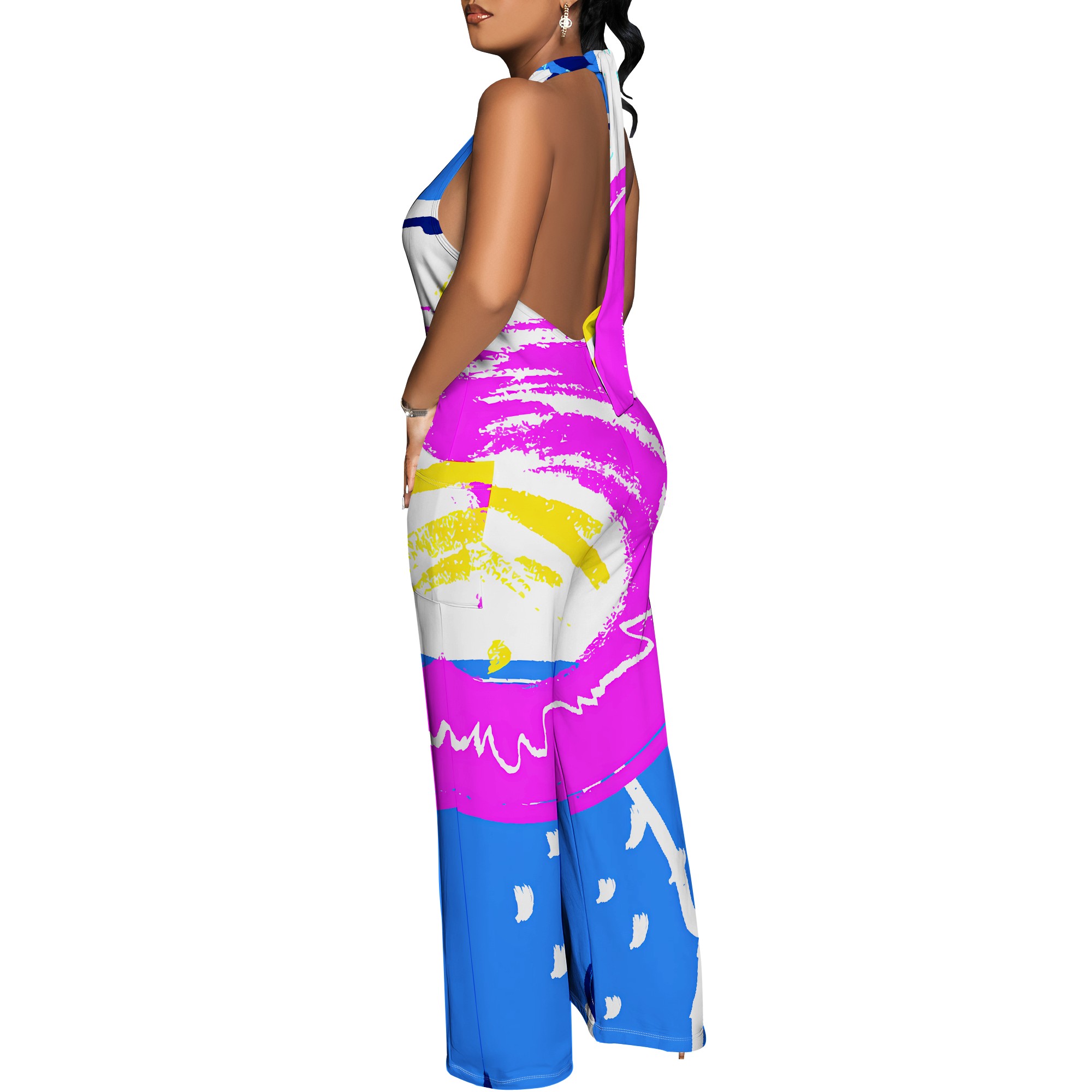 Bold Abstract Brushstroke Halt - Maxi Dress Halter 리뷰 및 가격