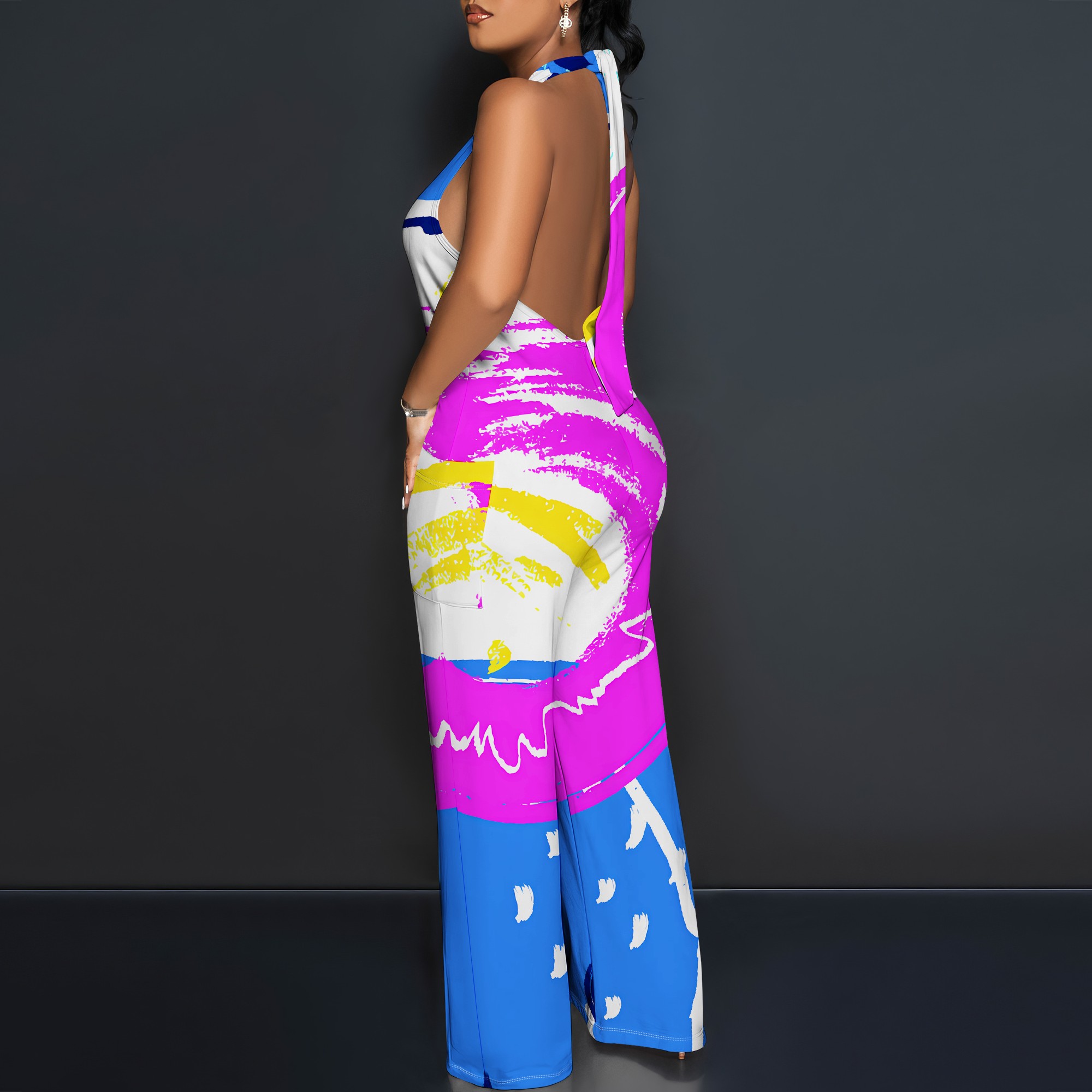 Bold Abstract Brushstroke Halt - Maxi Dress Halter 리뷰 및 가격