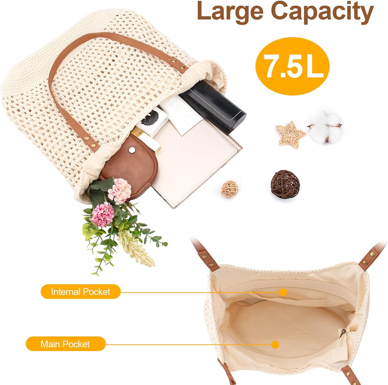 Crochet Beach Bag Purse, Boho  - Tote Bag Beach 리뷰 및 가격