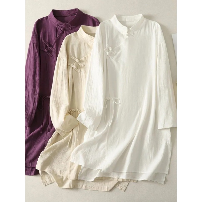 Women's Chinese Style Frog But - Linen Dress Wrap 리뷰 및 가격